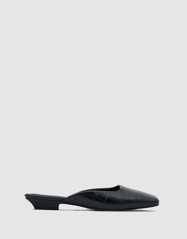 Nakedvice - The Nolan Black Croc Embossed Mule