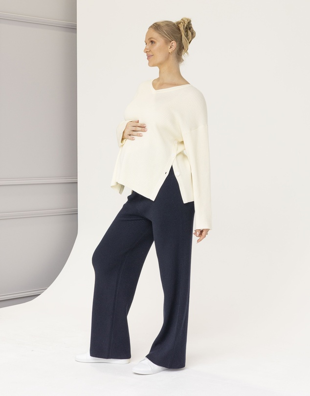 Angel Maternity - Cecil Maternity Knit Pants in Ink Navy