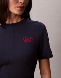 Calvin Klein Jeans - Script Logo Graphic Gathered T-Shirt