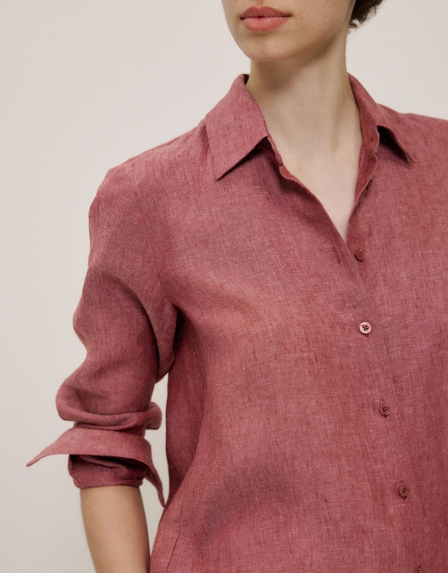 Trenery - End On End Linen Classic Shirt in Russet