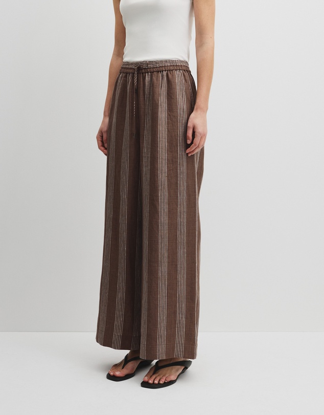 Country Road - Stripe Linen Pull On Pintuck