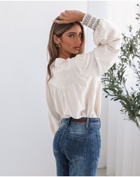 Esther & Co - Dareia Blouse - Cream Print