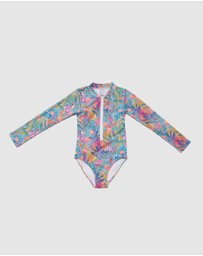 Olga Valentine - Long Sleeve Zip One Piece Swimsuit - Hand beaded
