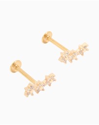 Lovisa - Gold Plated Surgical Steel Cubic Zirconia Flower Trio Flat Back Earrings