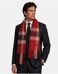 Henry Bucks - HENRY BUCKS Merino Wool Check Scarf RED MULTI
