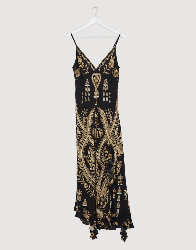 Revibe - Repaired Camilla Bias Slip Dress With Frill Hem - AU 8