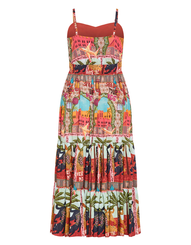 City Chic - Plus size Karina Paradise Print Maxi Dress - terracotta