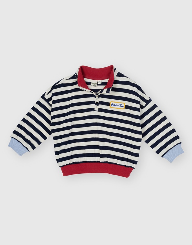 Goldie + Ace - Stripe Logo Quarter Zip Sweater - ICONIC EXCLUSIVE - Babies-Kids