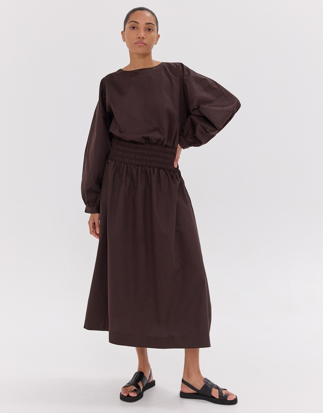 Cloth & Co. - The Shirred Billow Sleeve Dress | Brazil Nut