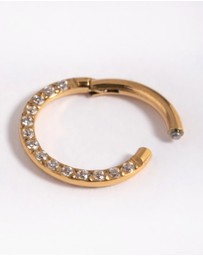 Lovisa - Gold Plated Titanium Cubic Zirconia Clicker Ring