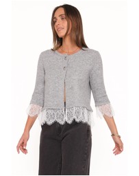 Petal & Pup - Helga Lace Trim Cardigan - Grey