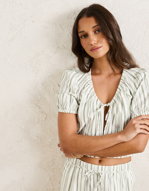 Rhythm - Mallorca Stripe Billow Sleeves Top