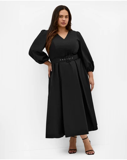 City Chic - Plus size Kaiya V Neck Dress - black