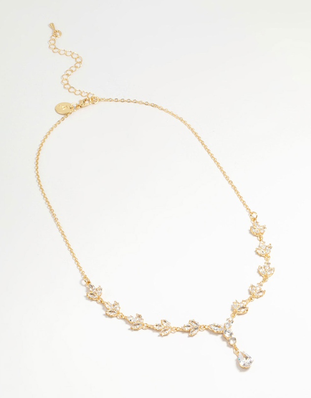 Lovisa - Gold Plated Cubic Zirconia Marquise Vine Y-Necklace