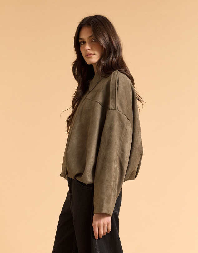 MVN - Faux Suede Bomber Jacket