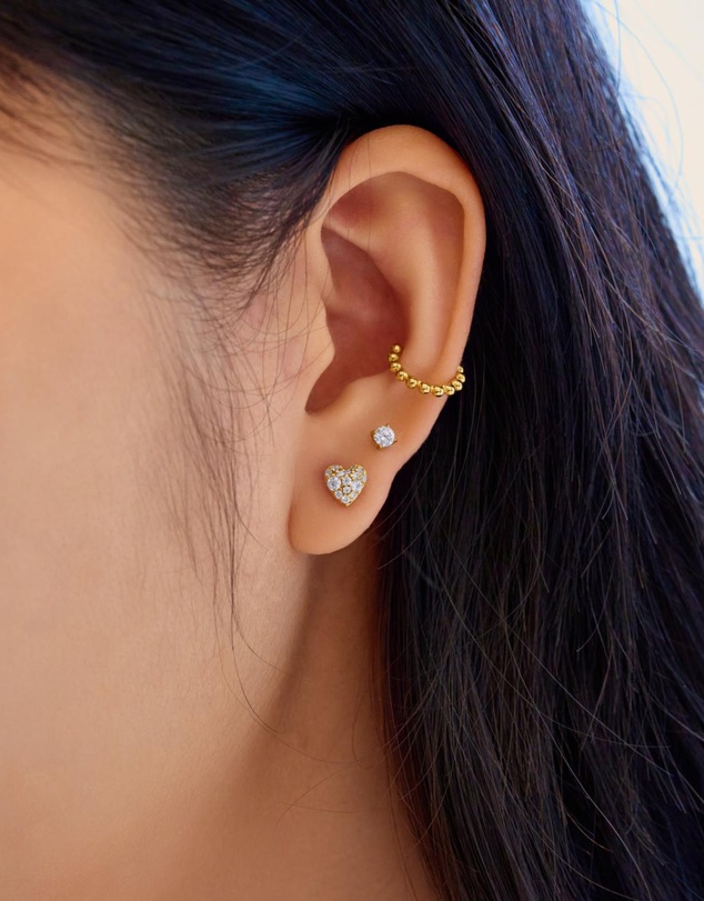 Ania Haie - Ania Haie Gold Pave Heart Stud Earrings