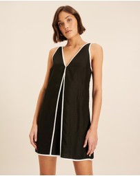 AERE - Zena Linen Contrast Mini Slip Dress