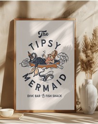 Olive et Oriel - Tipsy Mermaid Dive Bar Mermaid by The Whiskey Ginger Art Print