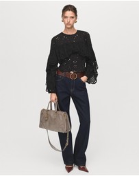 M.N.G - Blouse With Embroidered Eyelet Ruffles