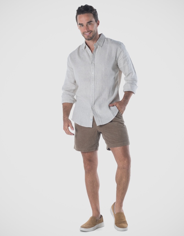 Coast Clothing - Long Sleeve Linen Shirt in Natural Sand