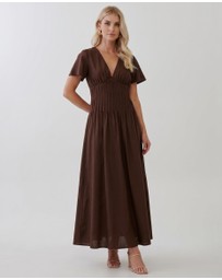 Tussah - Maysen Linen Blend Pintuck Midi Dress