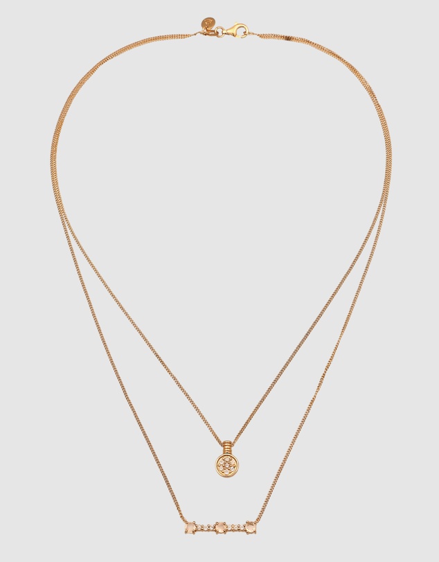 Elli Jewelry - Moonstone Layered Necklace in Vermeil 925 Silver