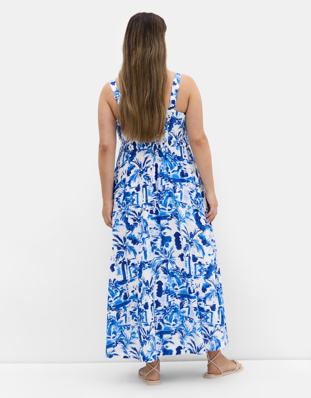 City Chic - Plus size Collins Palm Print Maxi Dress - blue