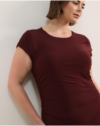 Atmos&Here Curvy - Ruby Mesh Midi Dress With Cap Sleeves