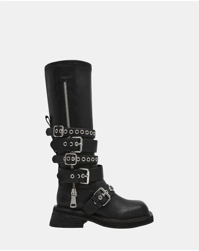 Steve Madden - Kannonball Black Leather Boots