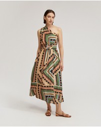 Oxford - Samina Printed One-Shoulder Dress