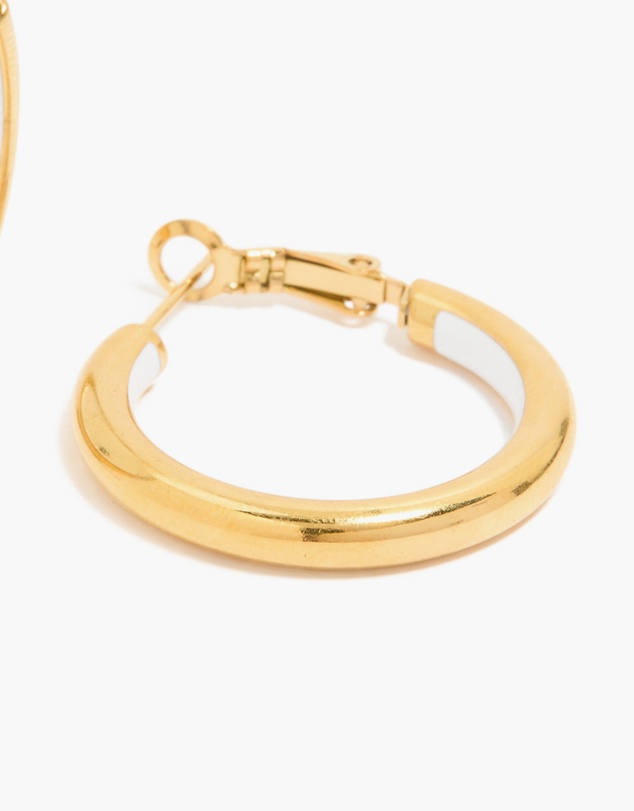 Lovisa - Waterproof Gold Plated Stainless Steel Half White Enamel Hoop Earrings
