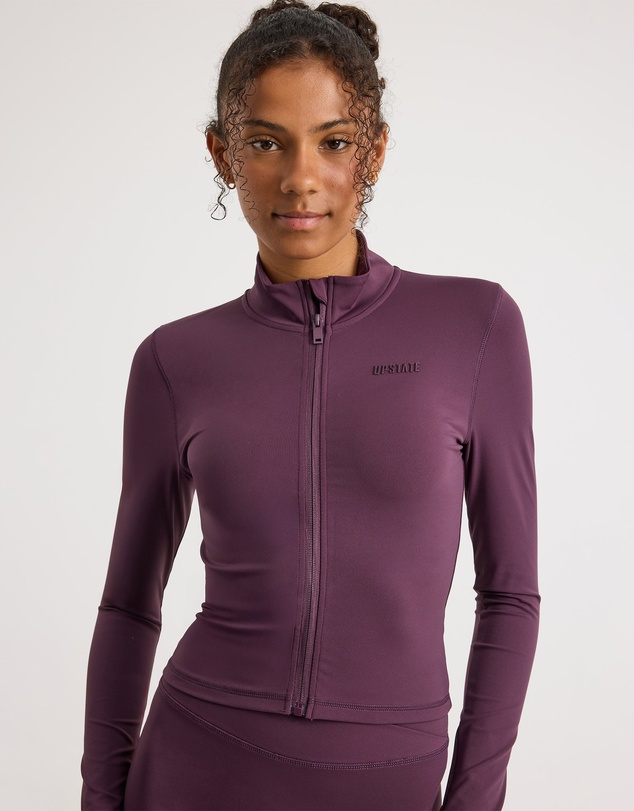 Upstate - Butter Cropped Zip Through - Perfectly Plum