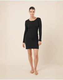 Gingerlilly - Bonnie Ribbed Long Sleeve Midi Henley Nightdress