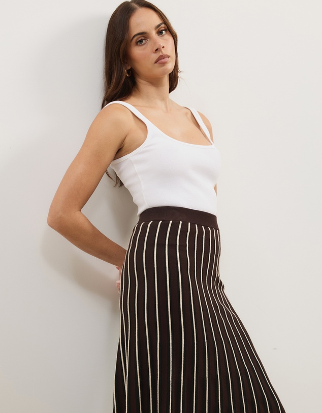 Atmos&Here - Mary Knitted Stripe Midi Skirt