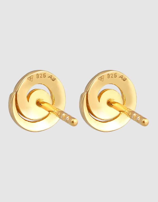 Elli Jewelry - Earrings Ear Studs Spiral Geo Sparkling with Crystals in 925 Sterling Silver Gold Plated