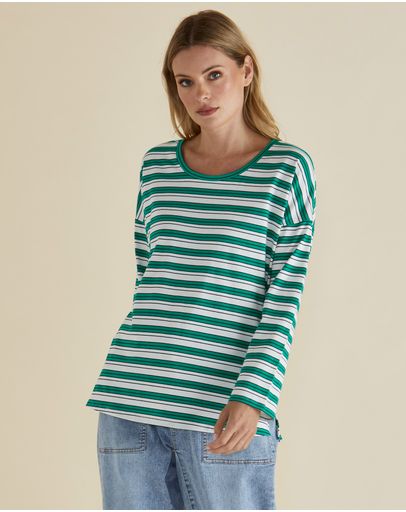 Green/Navy/White Stripe