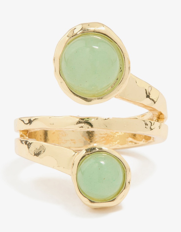 Lovisa - Gold Plated Green Semi Precious Stone Double Circle Ring