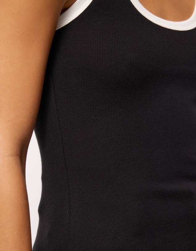 AERE - Billie Contrast Bind Scoop Tank
