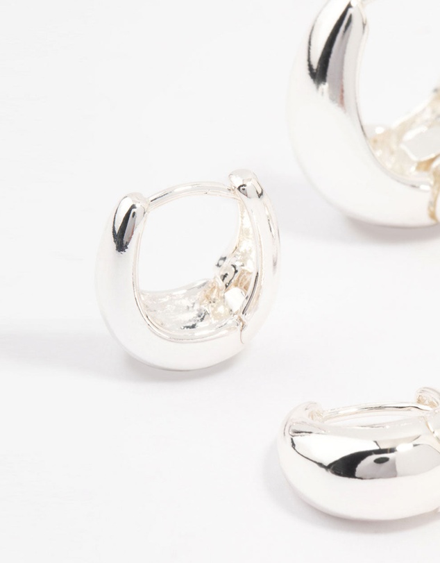 Lovisa - Silver Plated Small & Medium Oval Huggie Earrings