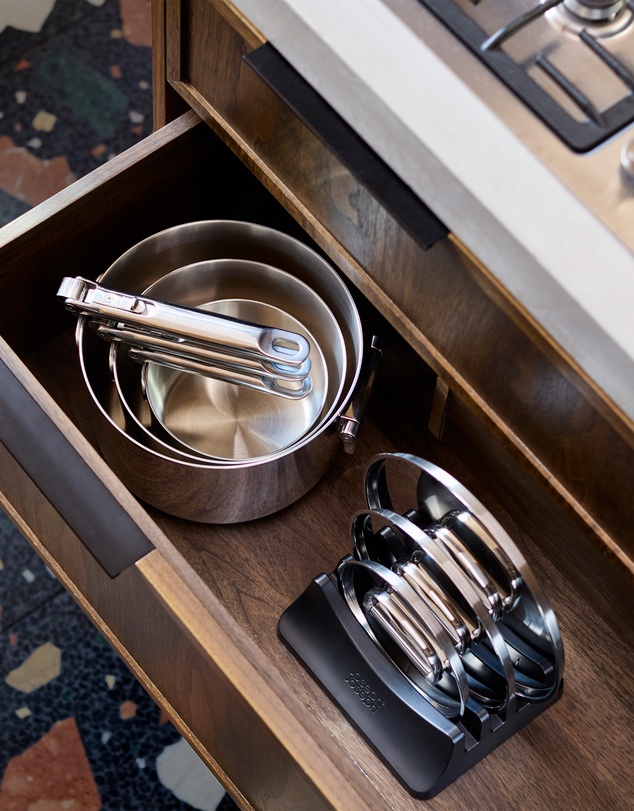 Joseph Joseph - Space Steel 3-piece Stainless-steel Cookware Set with Folding Handles