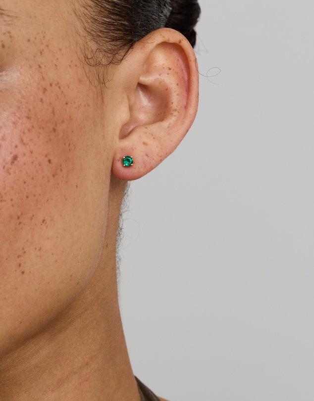 Michael Hill - Round Green Created Emerald Birthstone Stud Earrings in 10kt Yellow Gold