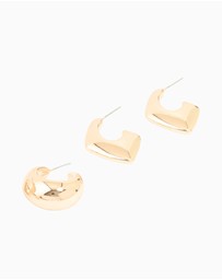 Lovisa - Gold Mixed Teardrop Hoop Earrings 3-Pack