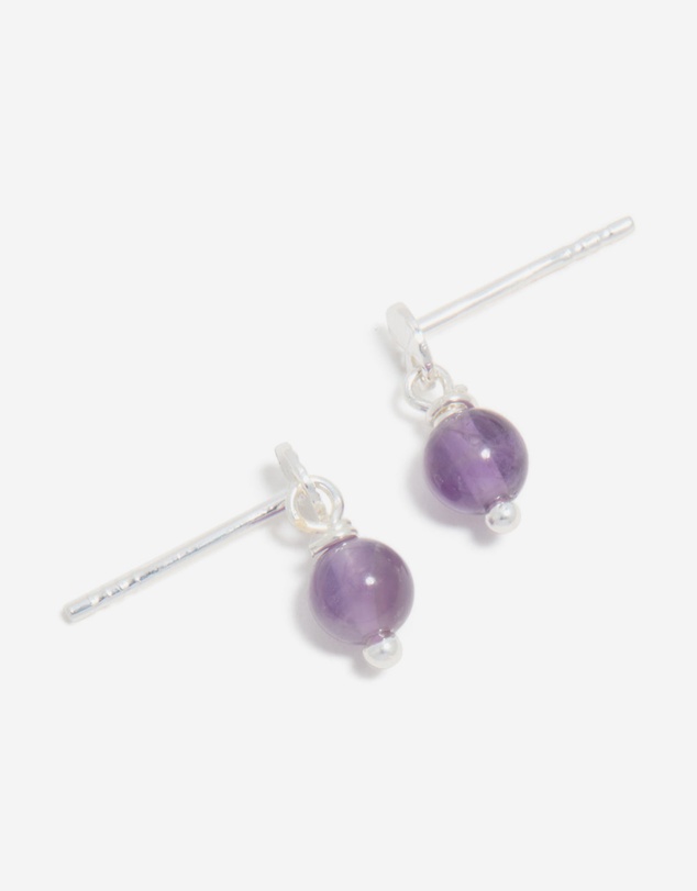 Lovisa - Sterling Silver Amethyst Semi-Precious Stone Drop Earrings