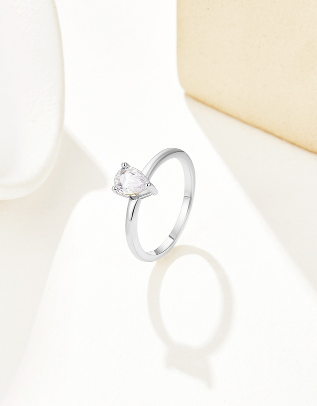 Mestige - Pear Cut Evie Ring - Silver Plated