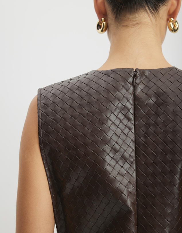 AERE - Junia Textured PU Shift Dress