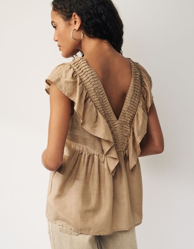 NEXT - Sleeveless Ruffle V-Neck Top