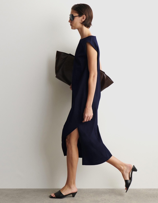 COS - Folded-Shoulder Cotton-Jersey Midi Dress
