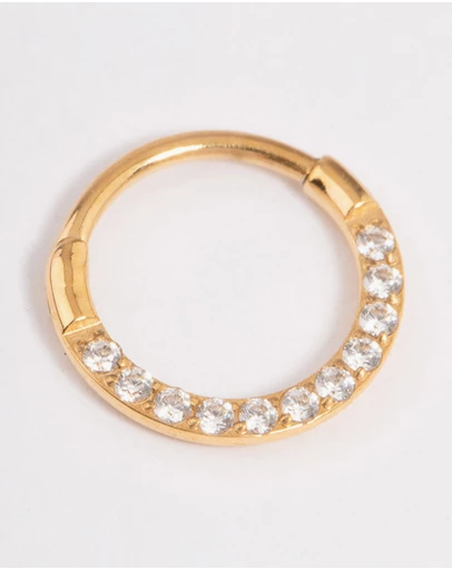 Lovisa - Gold Plated Titanium Cubic Zirconia Clicker Earring 7mm