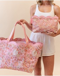 Sky Gazer - Scalloped Edge Beach Bag- Flower Power