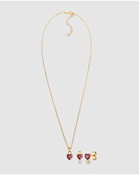 Elli Jewelry - Jewelry Set Heart Red Zirconia 925 Sterling Silver Gold-plated